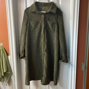 Green corduroy maternity dress